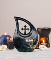 10-inch snake-themed cross drop memorial urn 