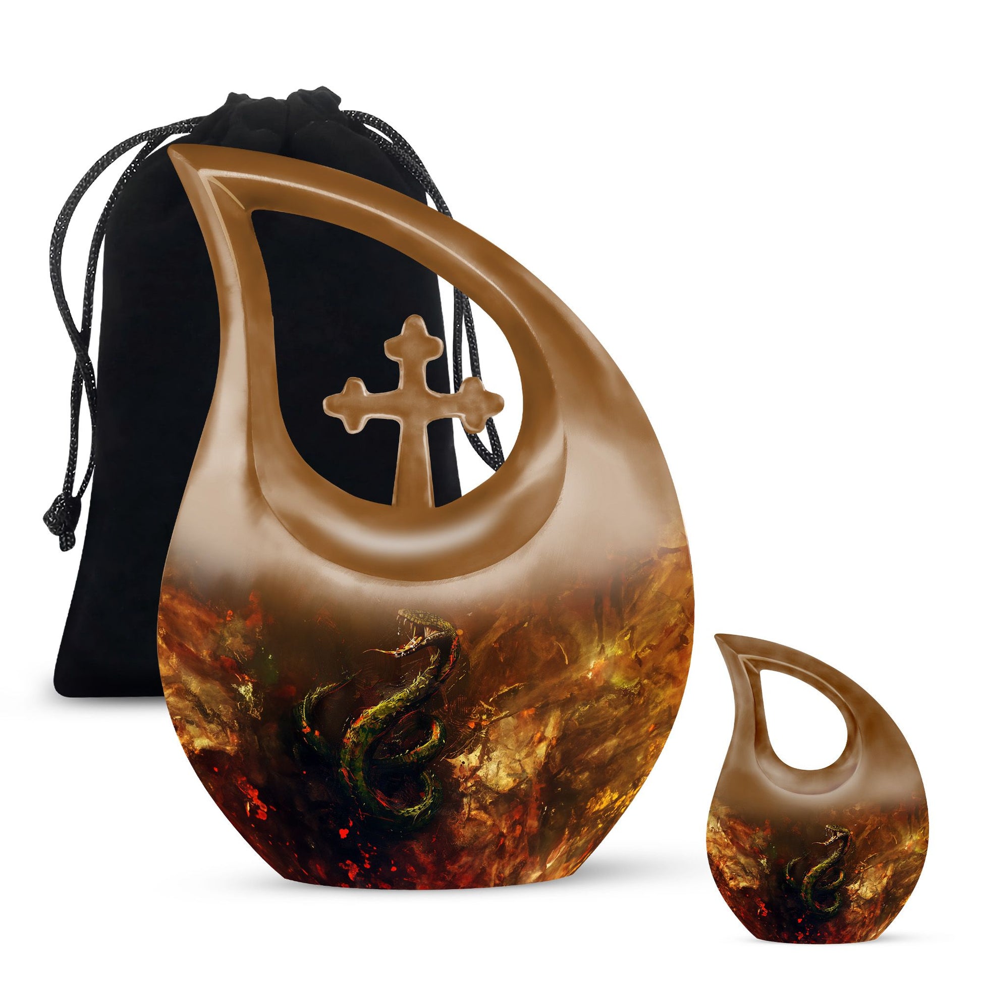 Snake-themed 10-inch Cross Drop Memorial Urn 