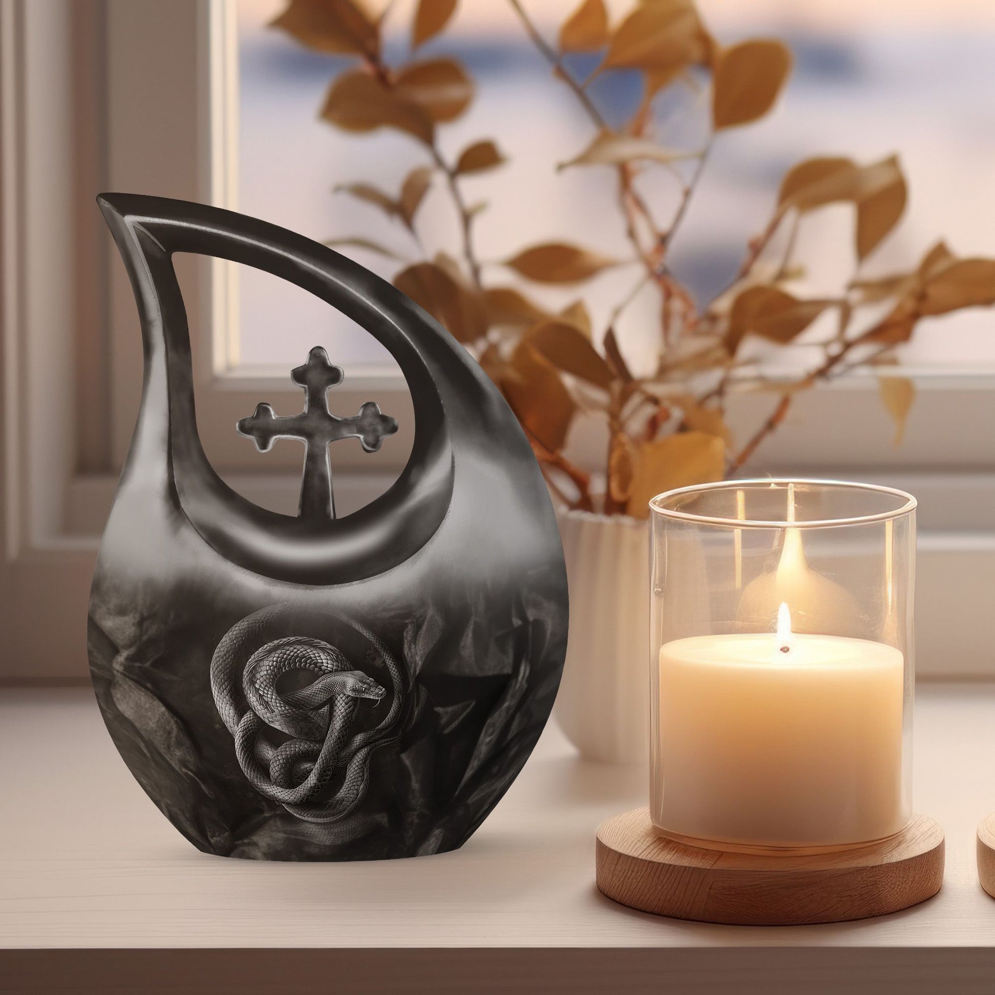 Custom Snake Urn with Cross Drop design, Large 