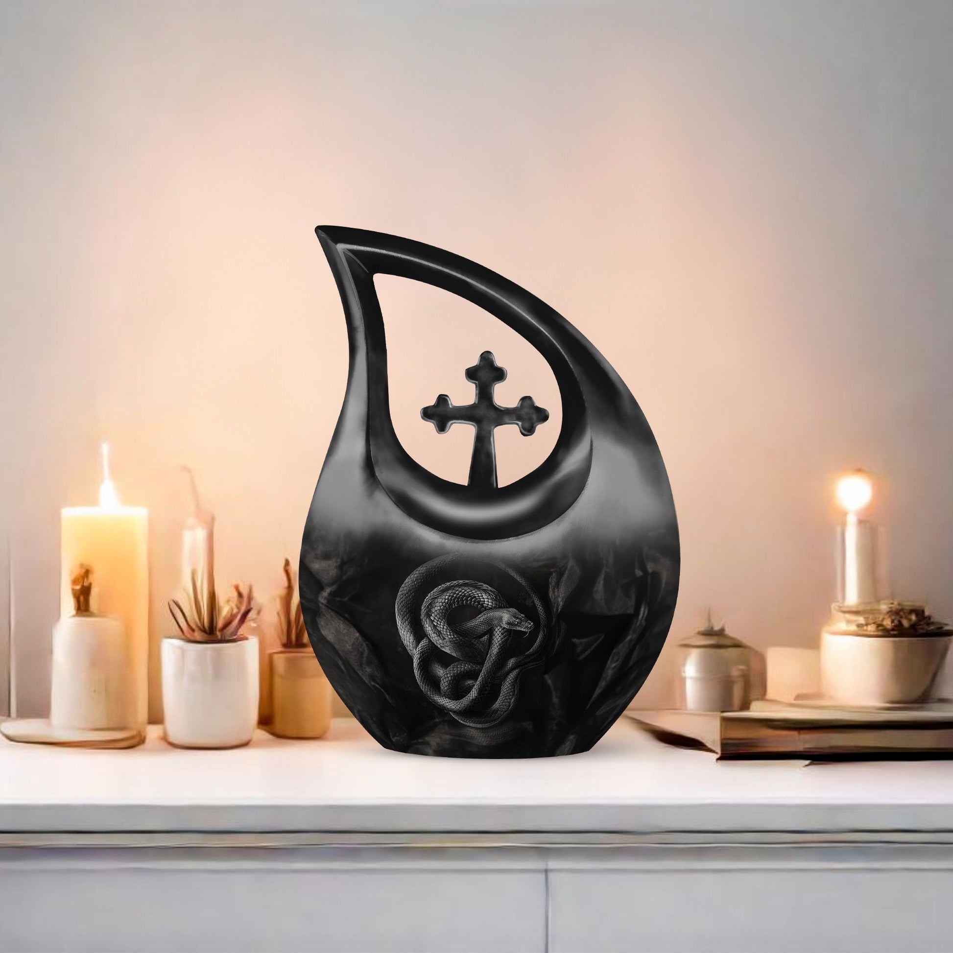 Custom Snake Urn with Cross Drop design, Large 