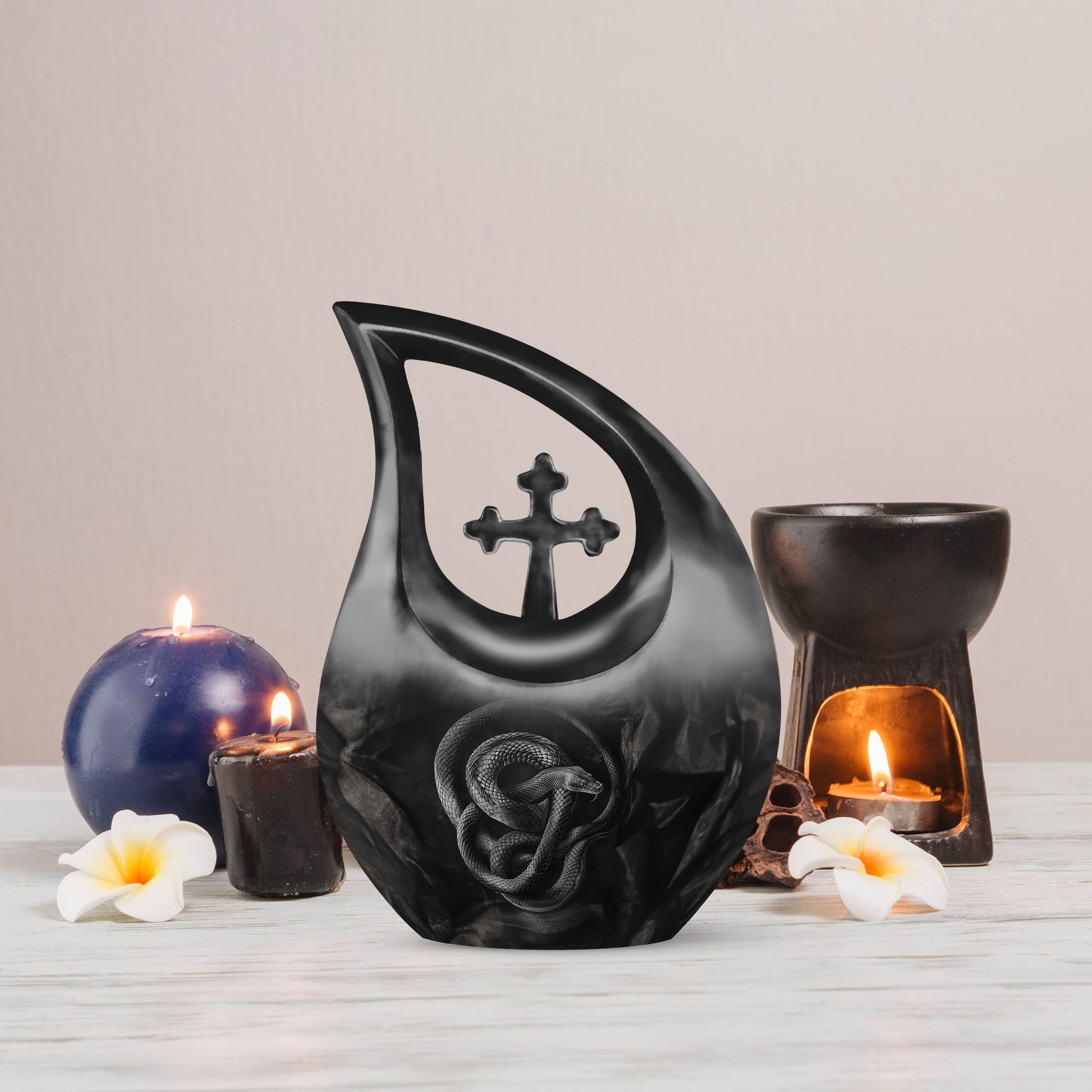 Custom Snake Urn with Cross Drop design, Large 