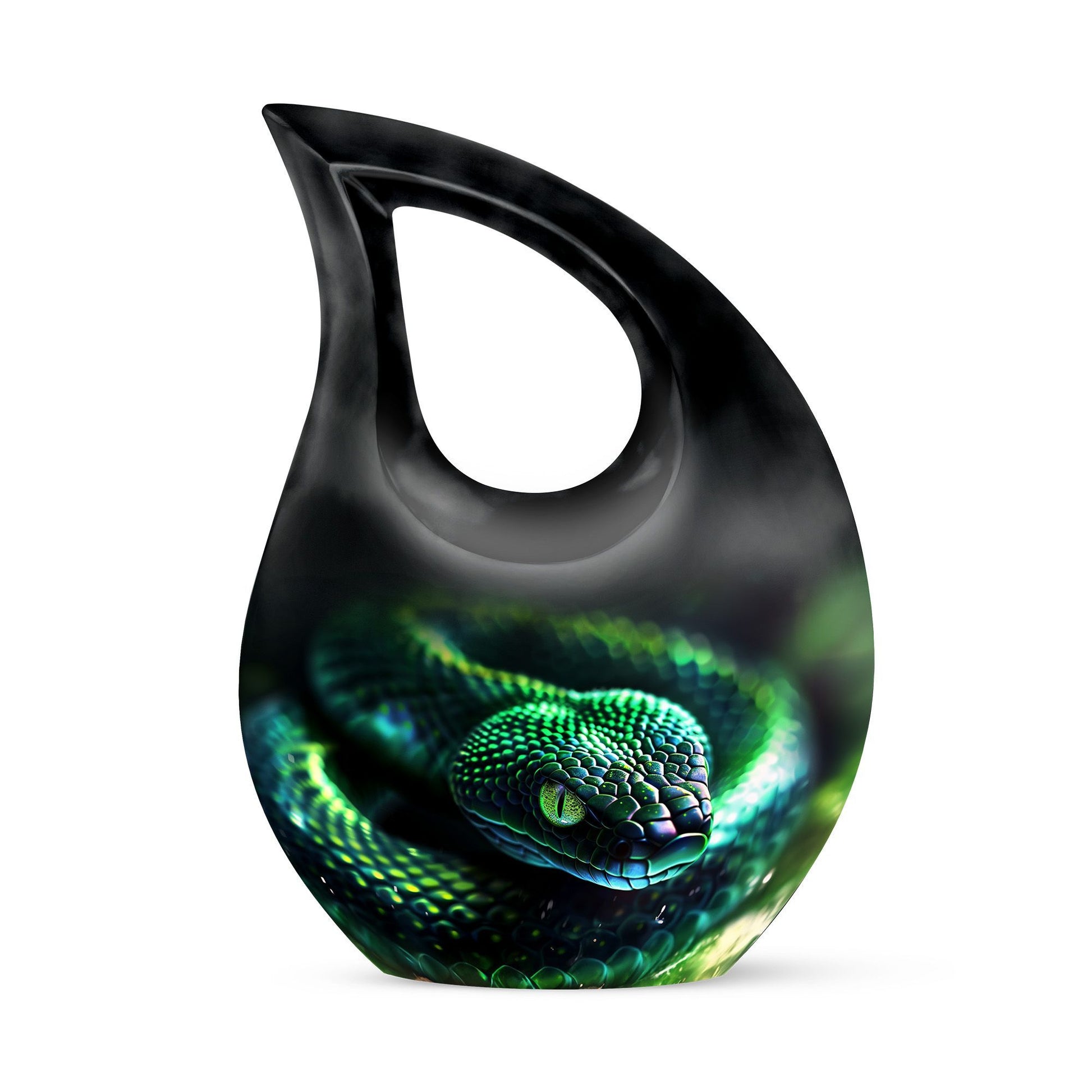 10-inch Snake-themed urn with Cross-Drop Design, 