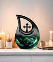 10-inch Snake-themed urn with Cross-Drop Design, 