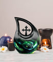 10-inch Snake-themed urn with Cross-Drop Design, 