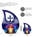 10-inch Couple Urn with Cross Drop design for Cremation Keepsakes