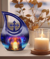 10-inch Couple Urn with Cross Drop design for Cremation Keepsakes