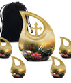 Large Humming Birds Burial Urn with Cross Drop design for adults, comes with velvet pouch