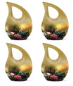 Large Humming Birds Burial Urn with Cross Drop design for adults, comes with velvet pouch