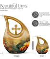 Humming Birds themed Cross Drop Design Memorial Urn, with option for engraving names