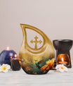 Humming Birds themed Cross Drop Design Memorial Urn, with option for engraving names