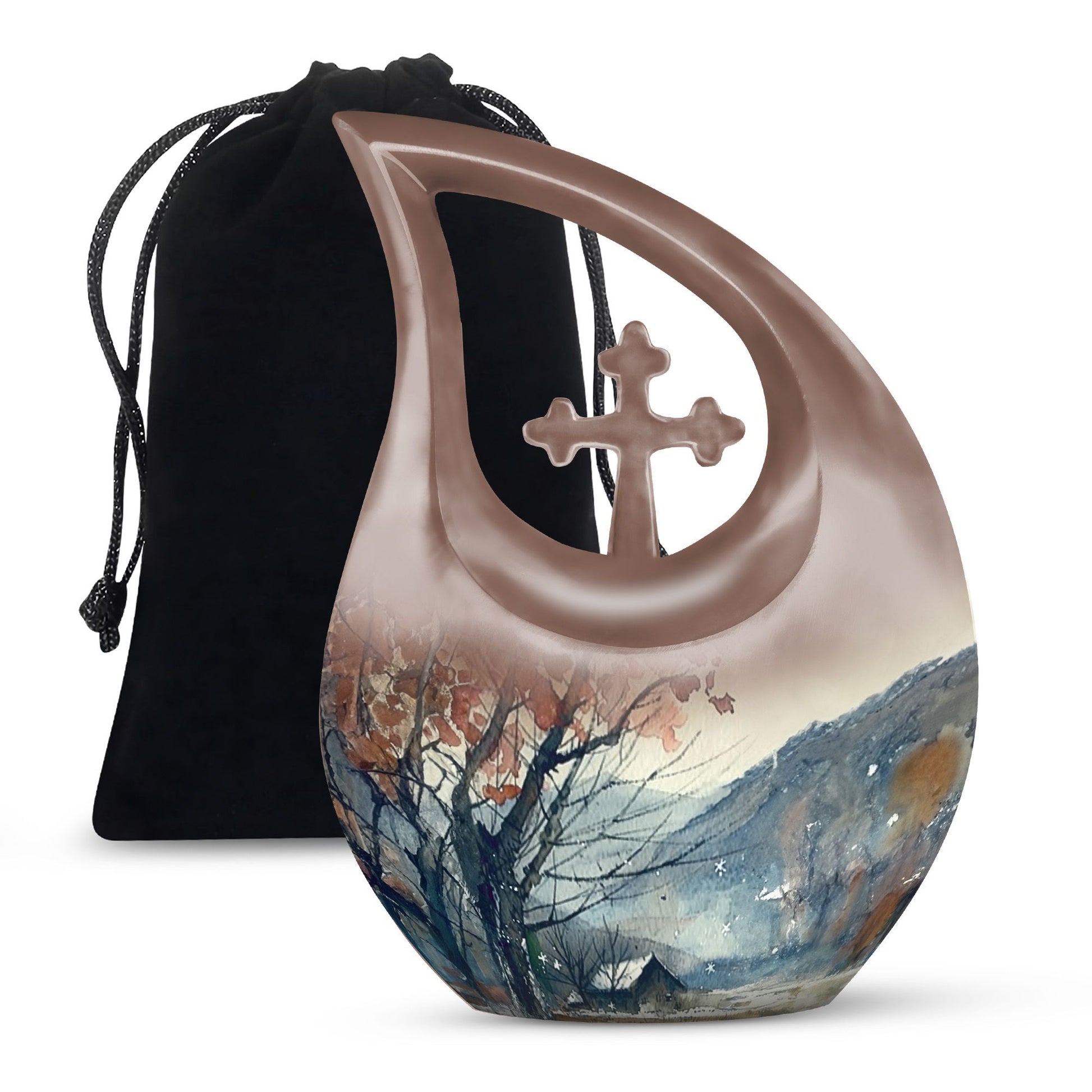 Mountain-themed 10-inch Customized Aluminium Urn 