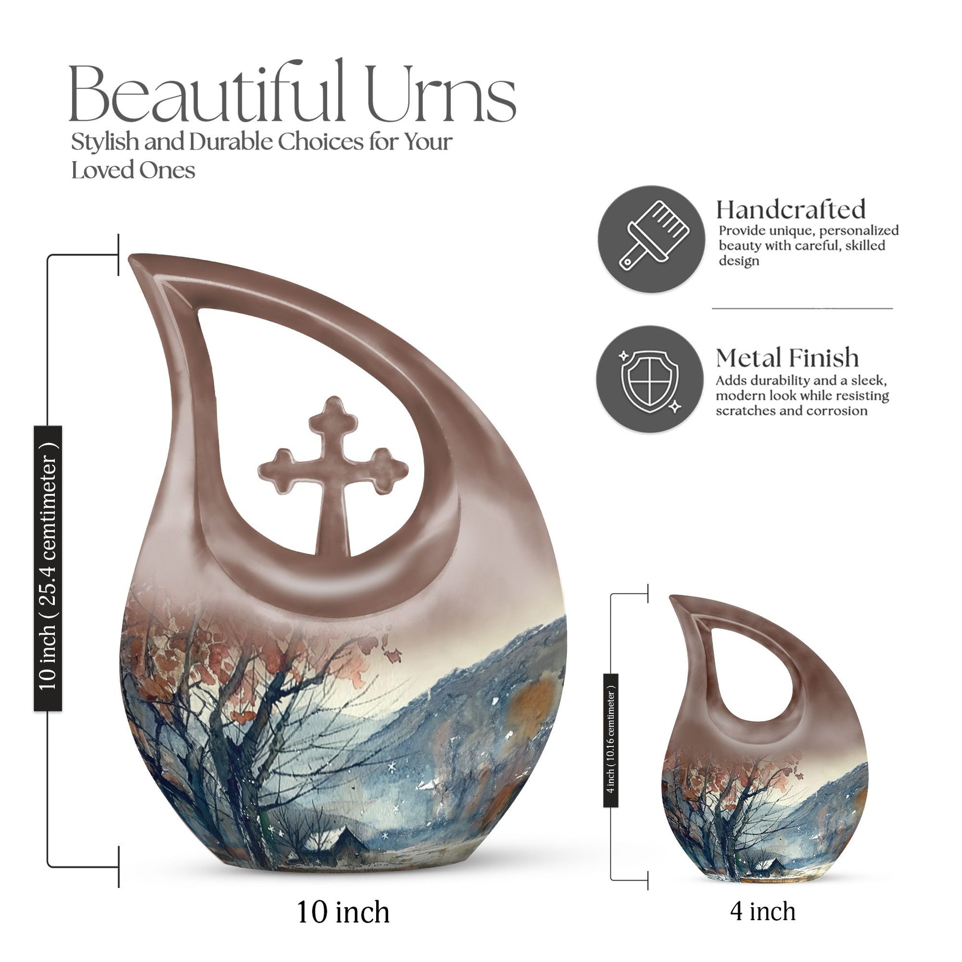 Mountain-themed 10-inch Customized Aluminium Urn 