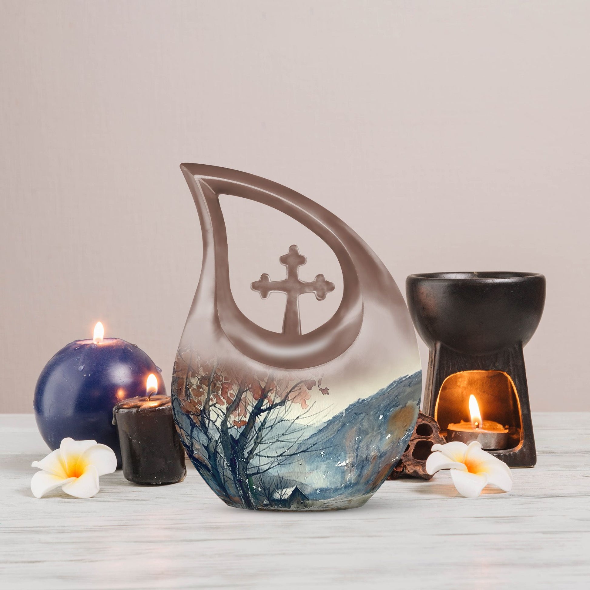 Mountain-themed 10-inch Customized Aluminium Urn 