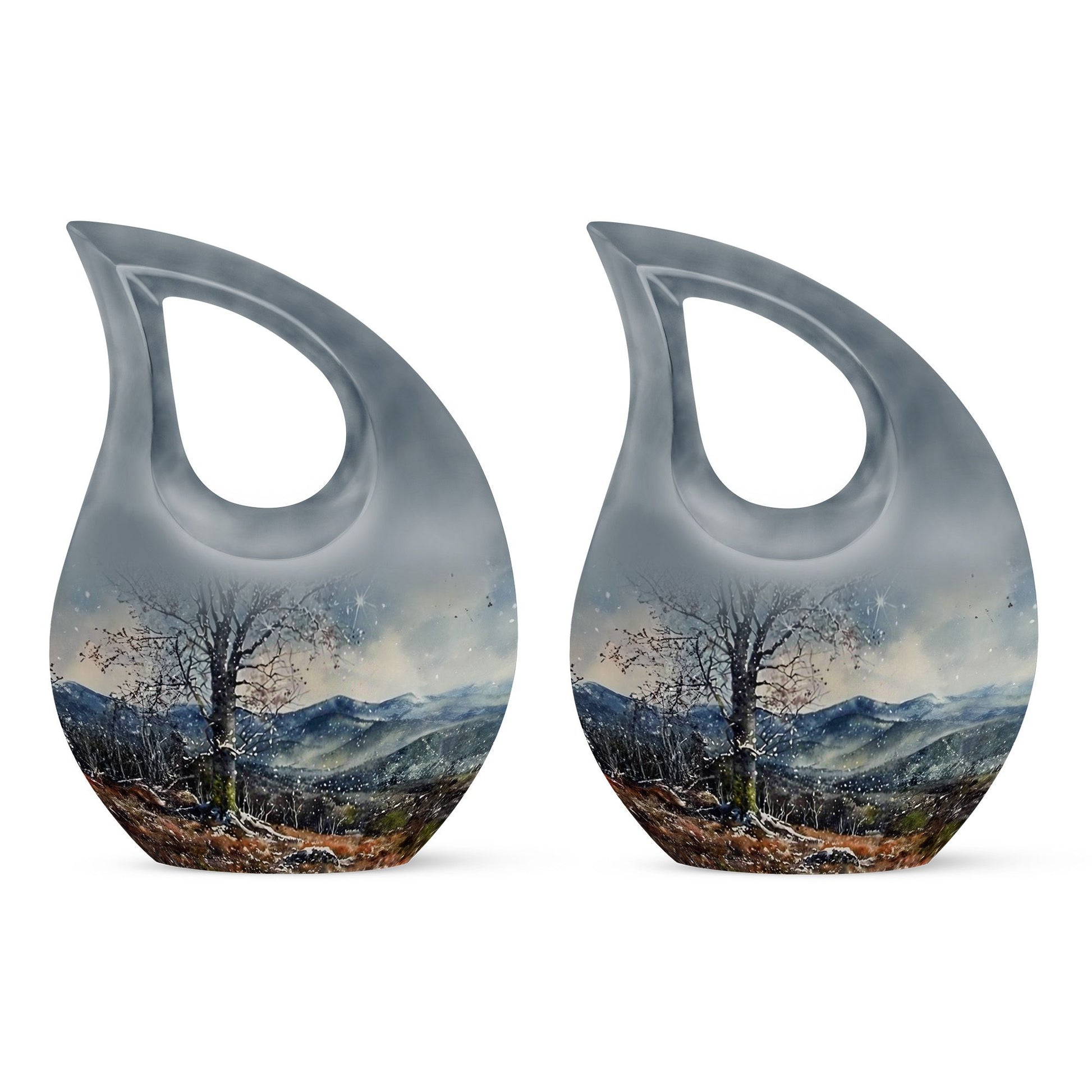 Cross Drop design Mountains Urn, 