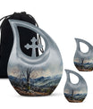 Cross Drop design Mountains Urn, 