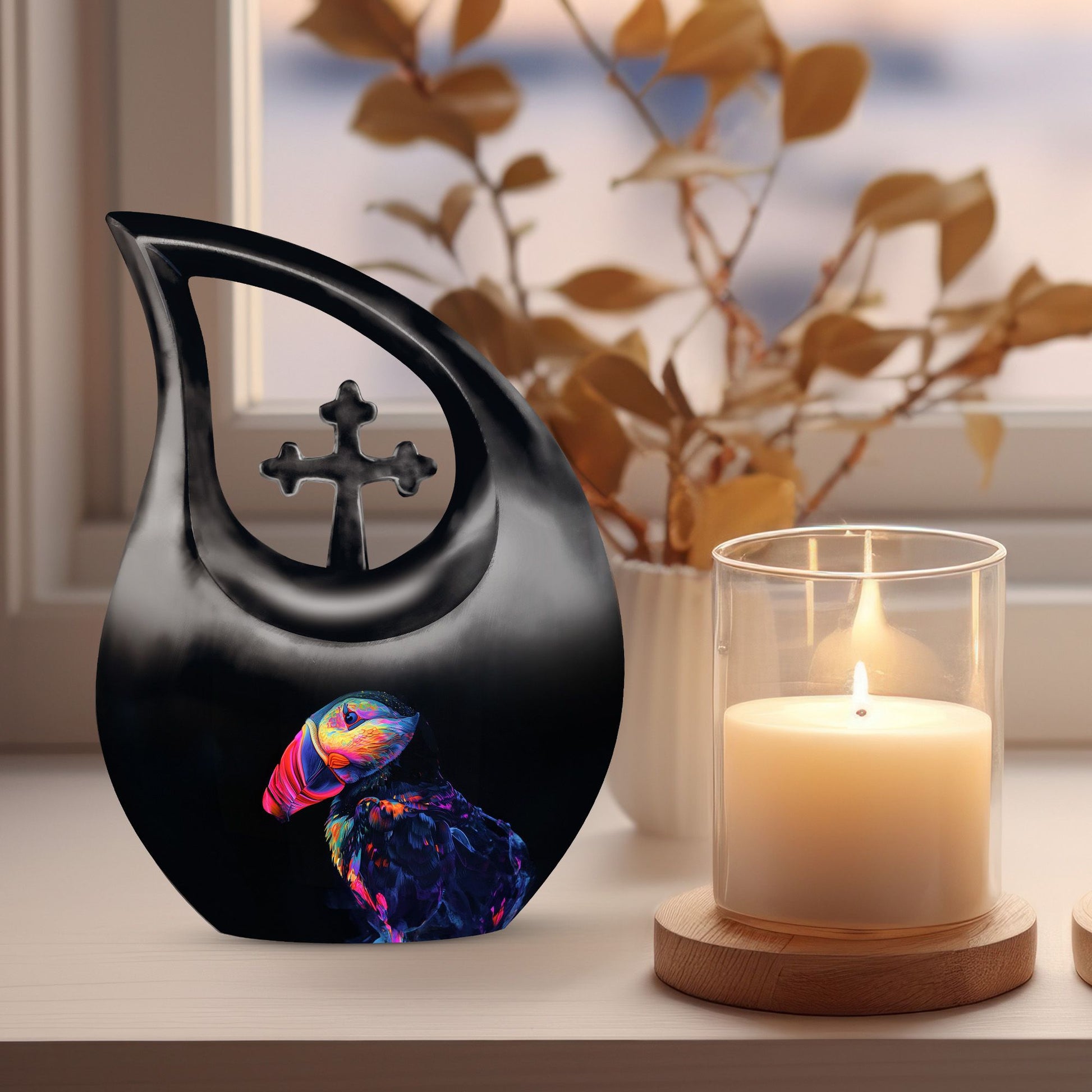 10 inch Puffin Bird memorial urn,