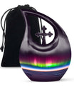 Aurora themed, 10-inch Cross Drop design cremation urn 