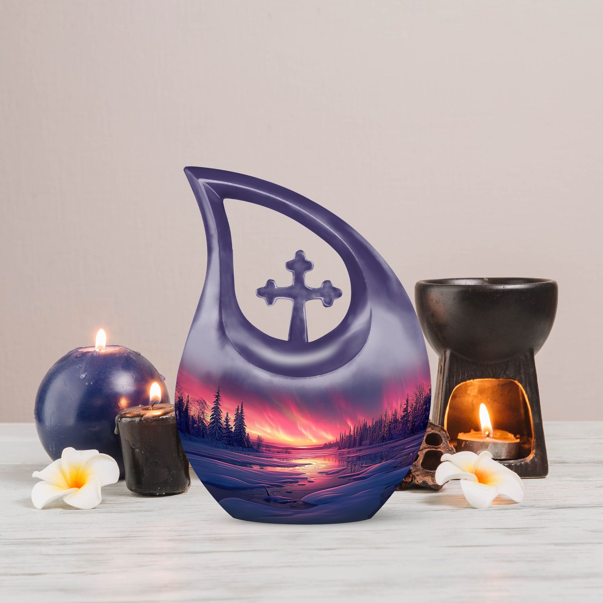 Aurora Cross Drop Pink Urn,