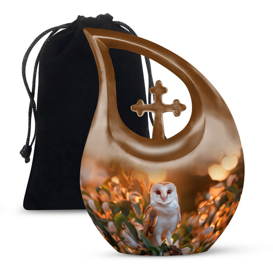 10-inch Barn Owl memorial urn 