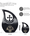 10 Inch Cross Drop Design Catholic Urn 