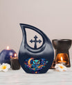 10-inch Owl themed Cross Drop aluminium urn 