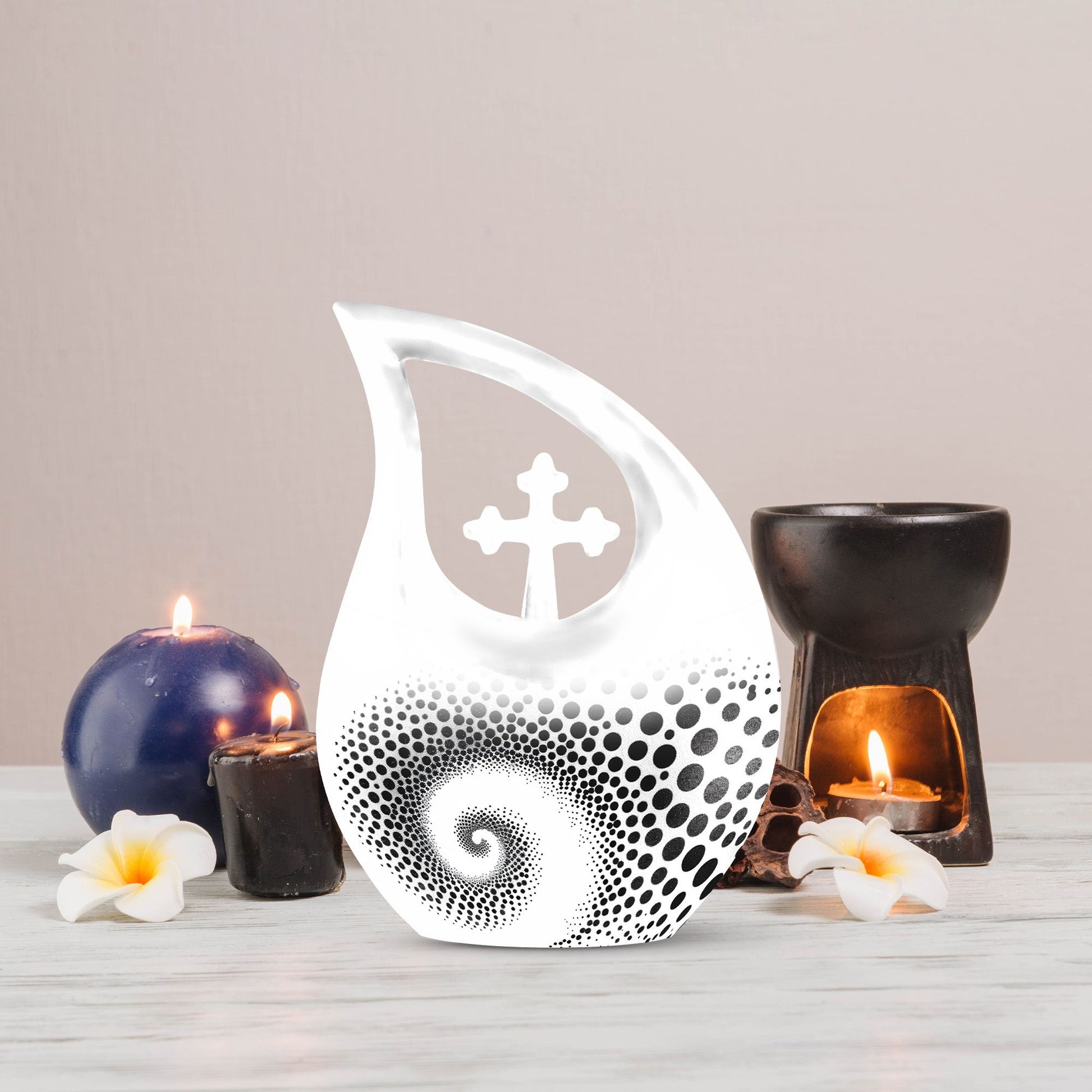 Cross Drop design, Spiral Urn