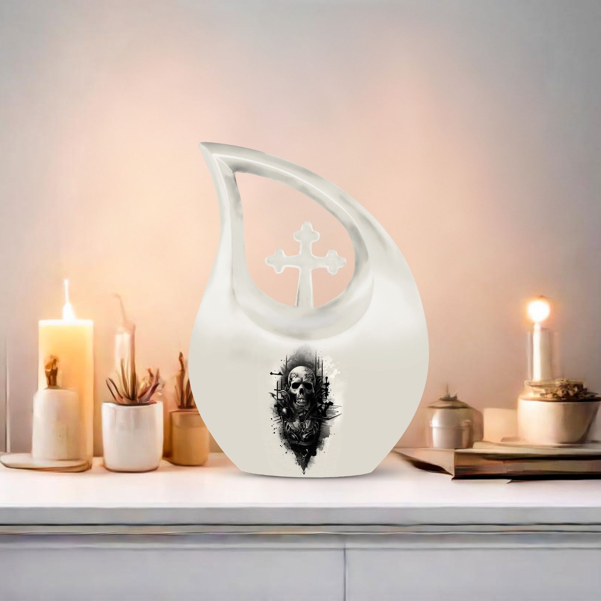 Catholic Cross Drop Aluminum Cremation Urn