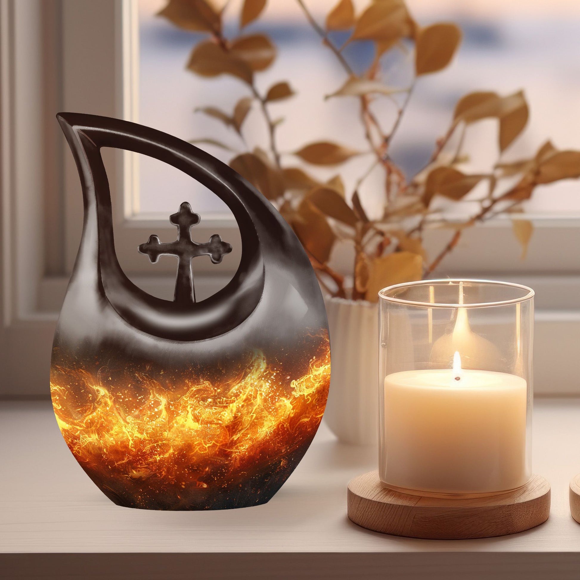 Fire-themed Memorial Urn