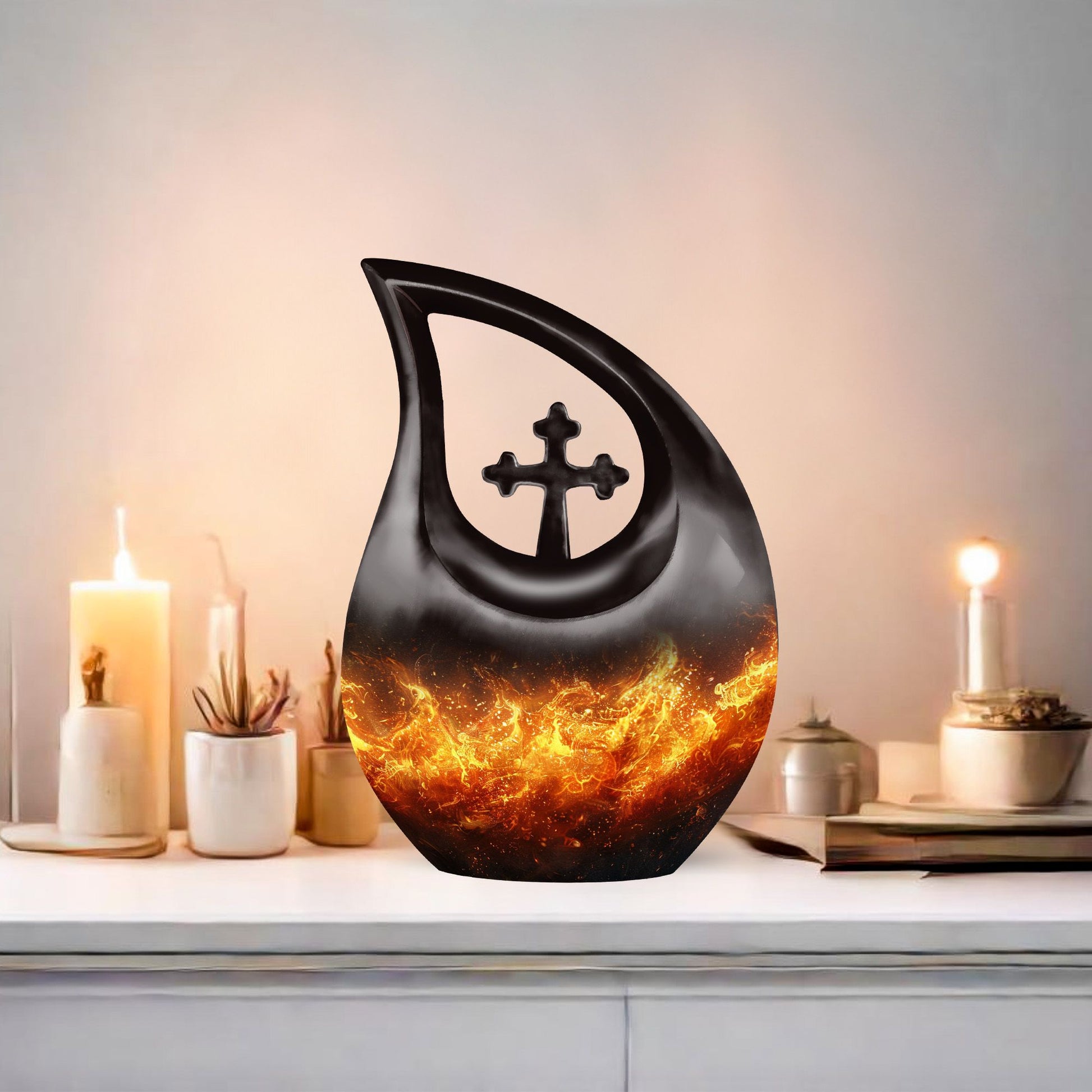 Fire-themed Memorial Urn