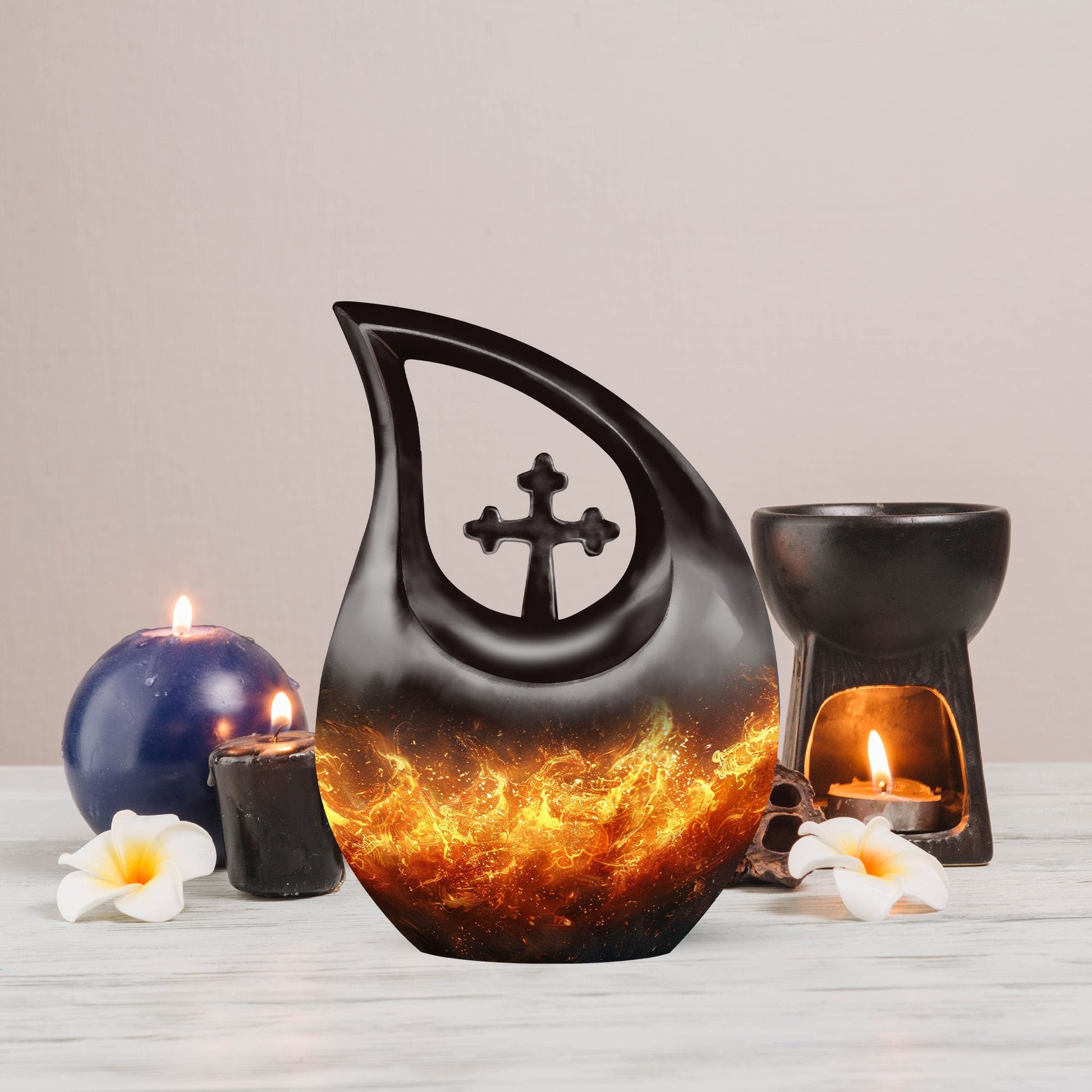 Fire-themed Memorial Urn