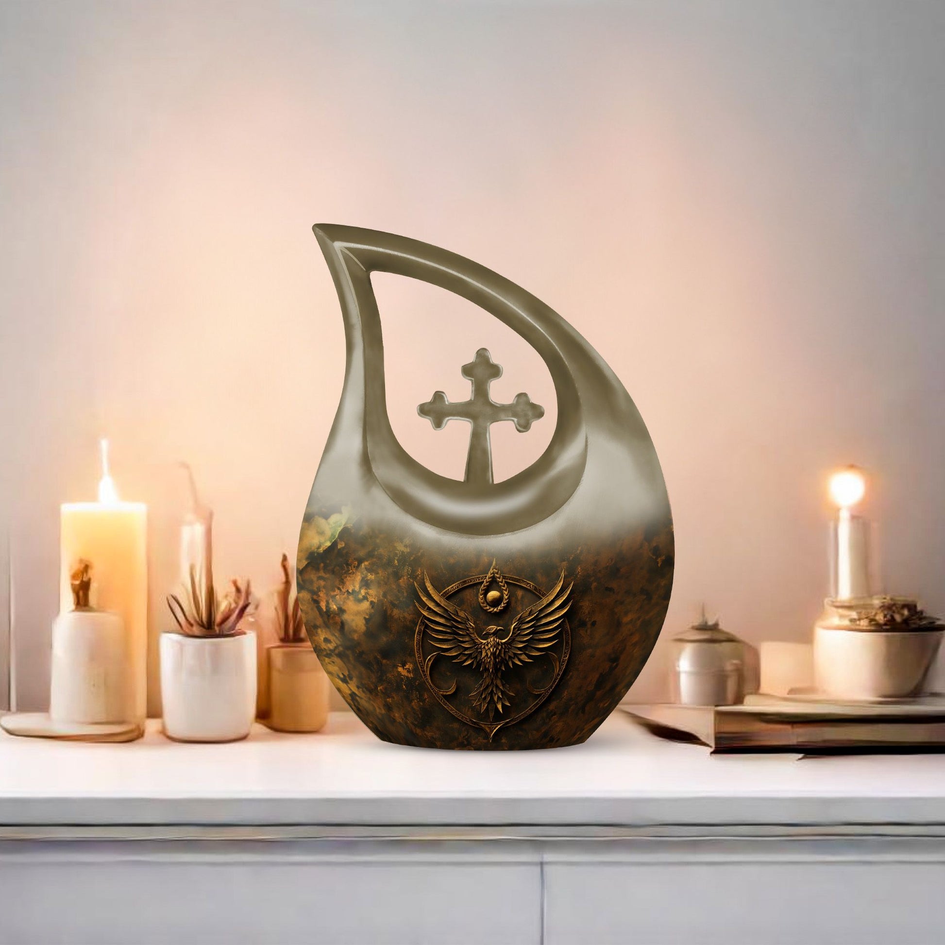 Catholic Urn, Aluminium Modern Urn for Ashes