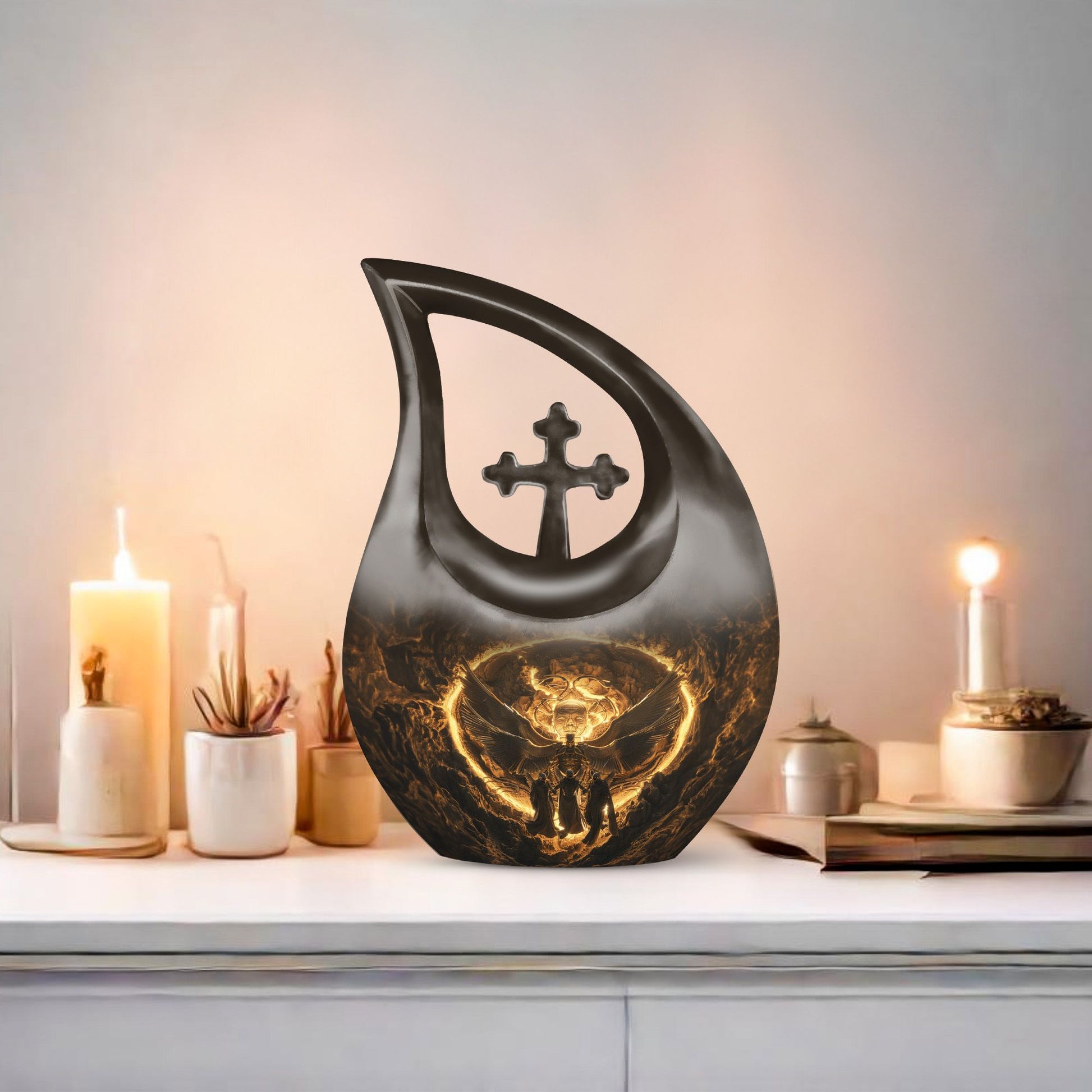 Catholic Cross Drop design urn