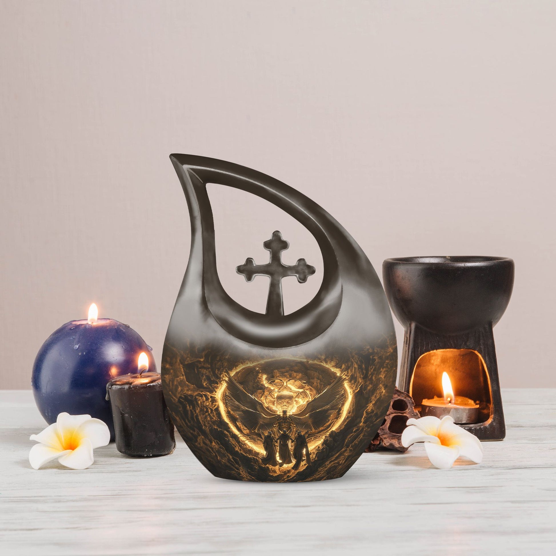 Catholic Cross Drop design urn