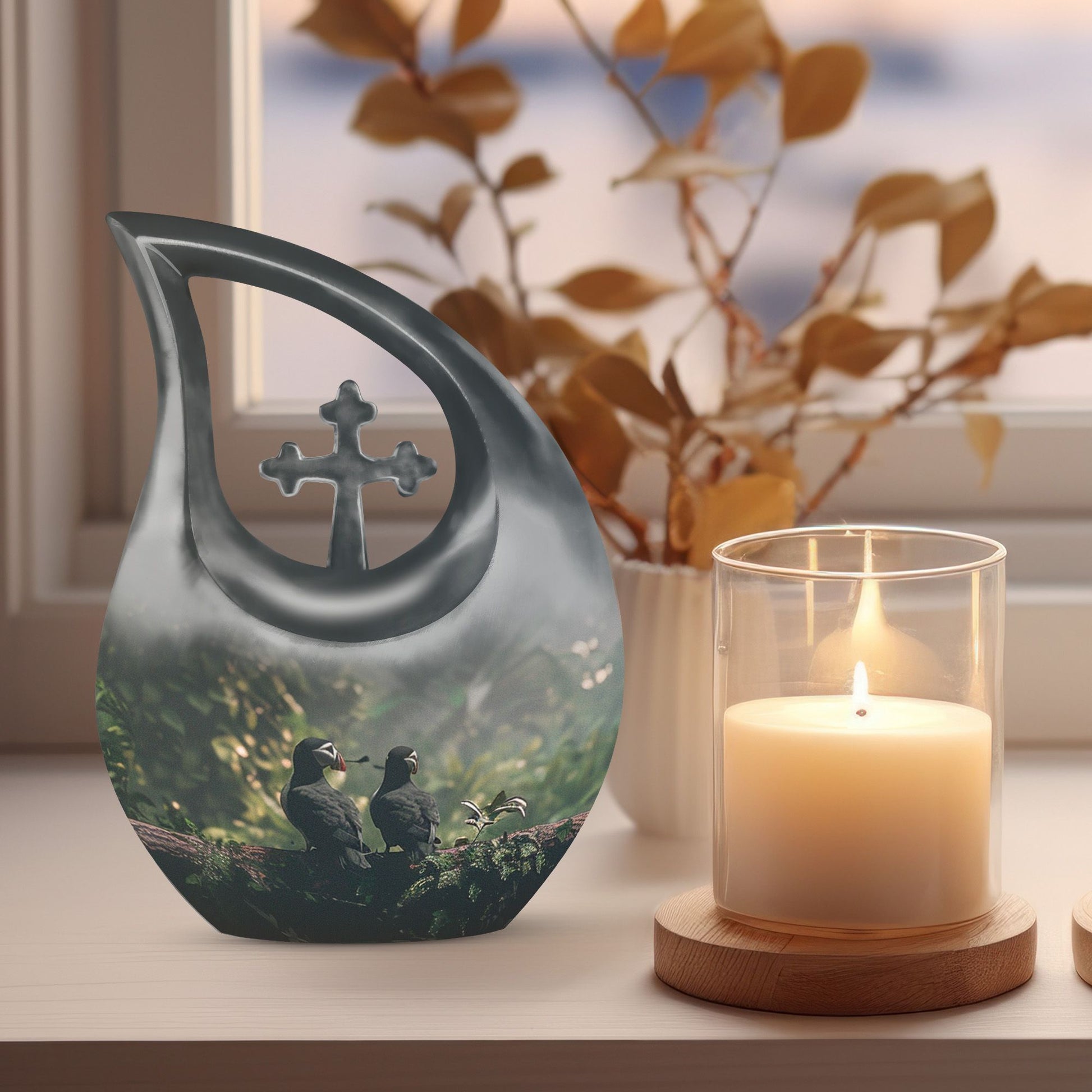 Puffin Bird Themed Aluminium Urn