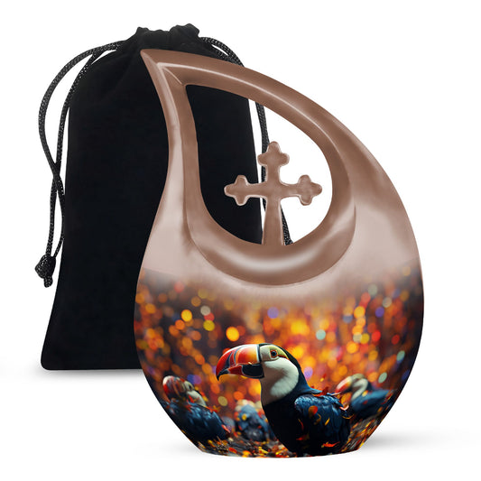 Toucans Themed Cross Drop Beautiful Urn