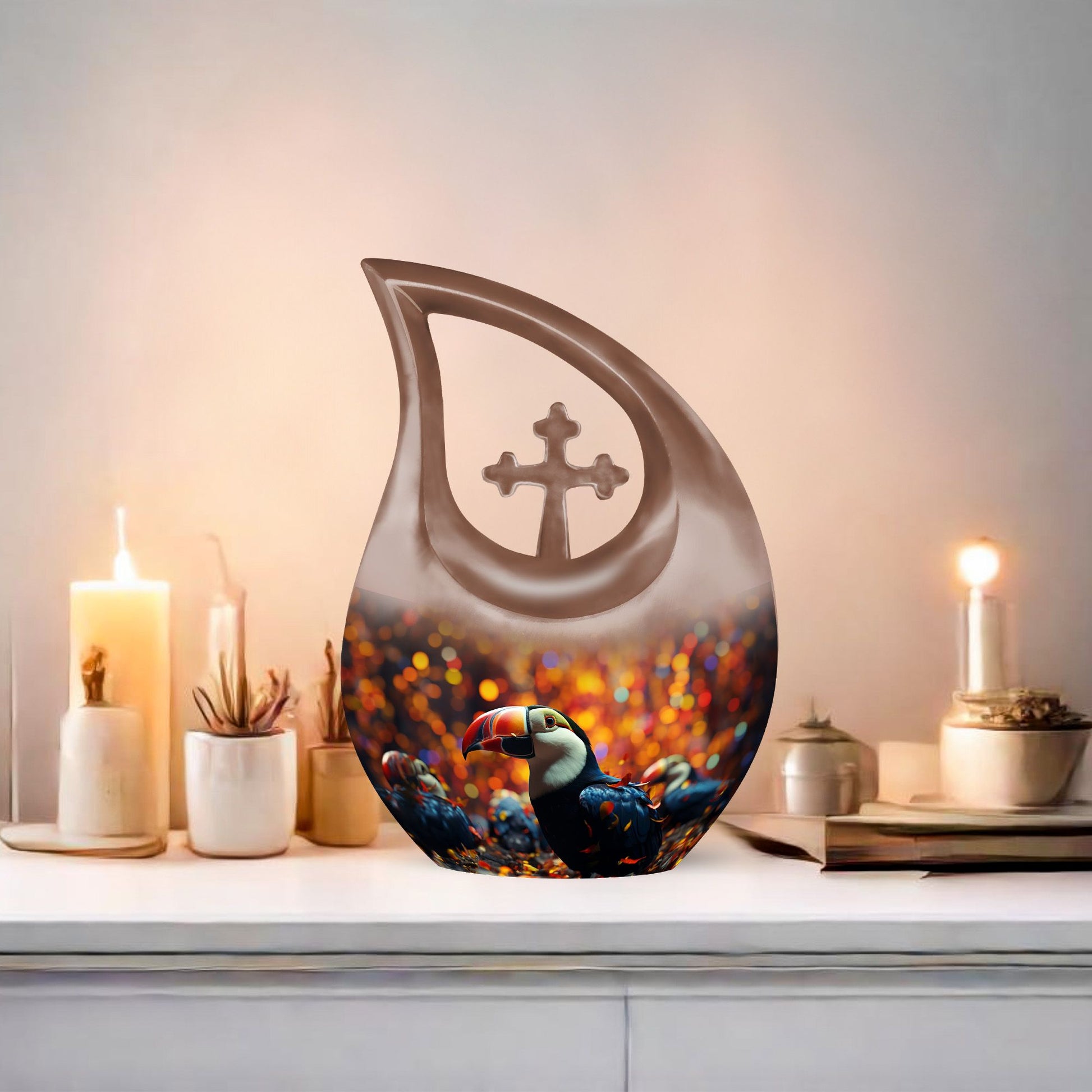 Toucans Themed Cross Drop Beautiful Urn