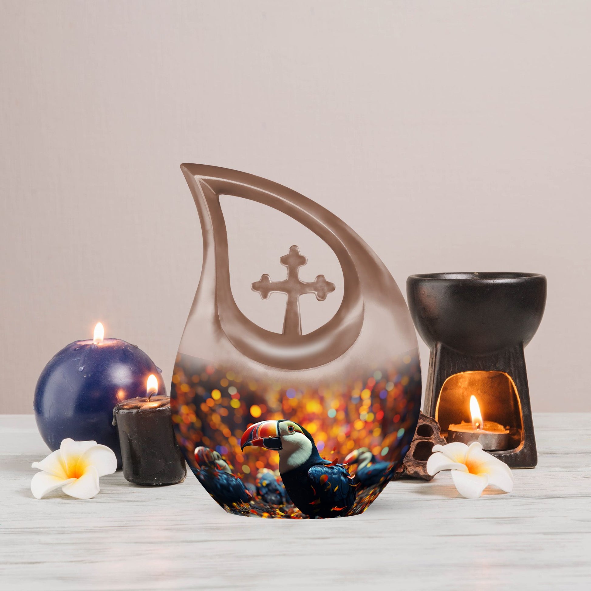 Toucans Themed Cross Drop Beautiful Urn