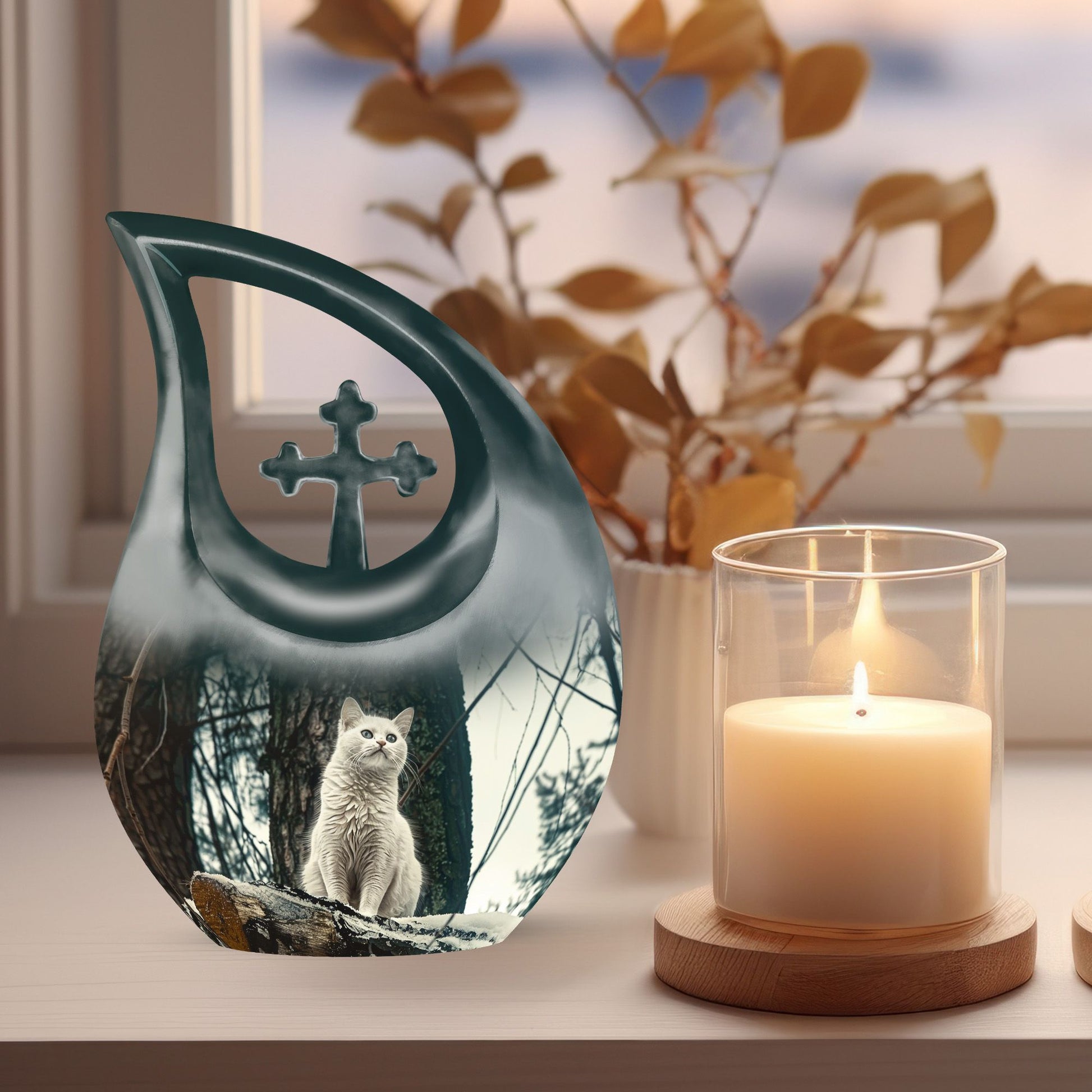 White Cat Urn