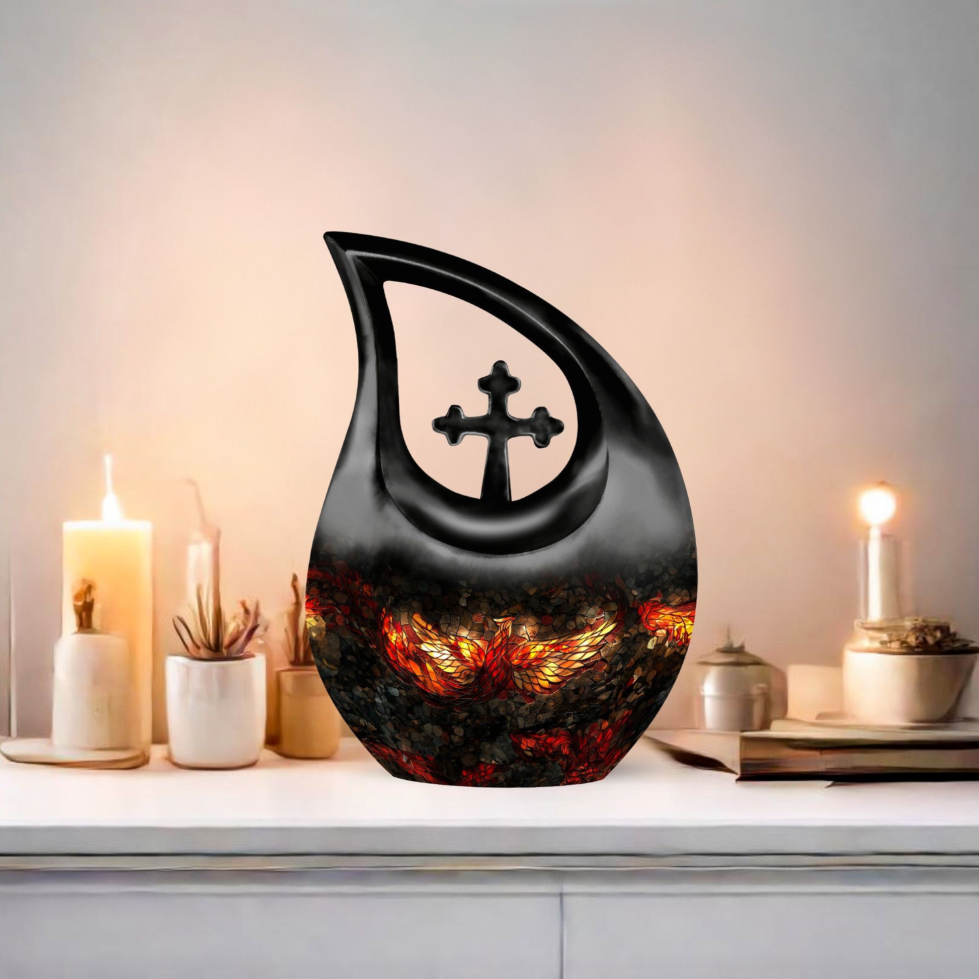 Cross Drop Phoenix Urn