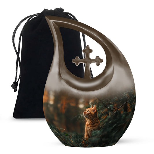 Orange Cat Design Urn