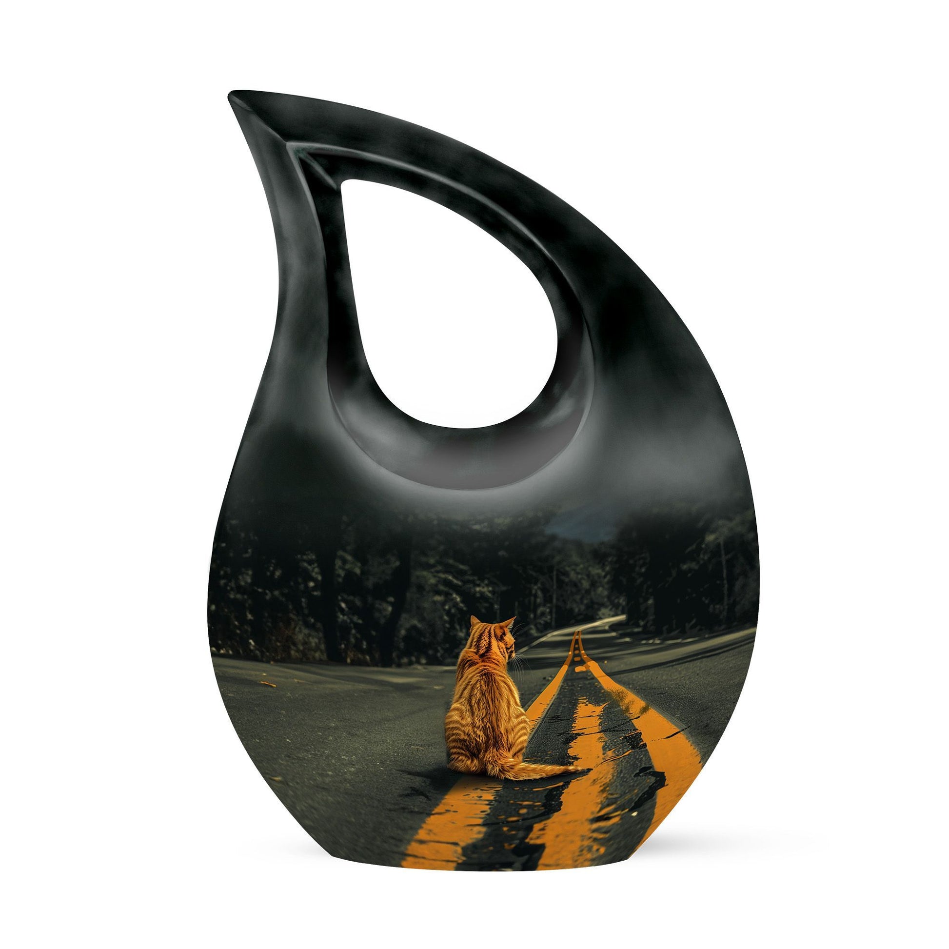 10-inch Orange Cat Urn