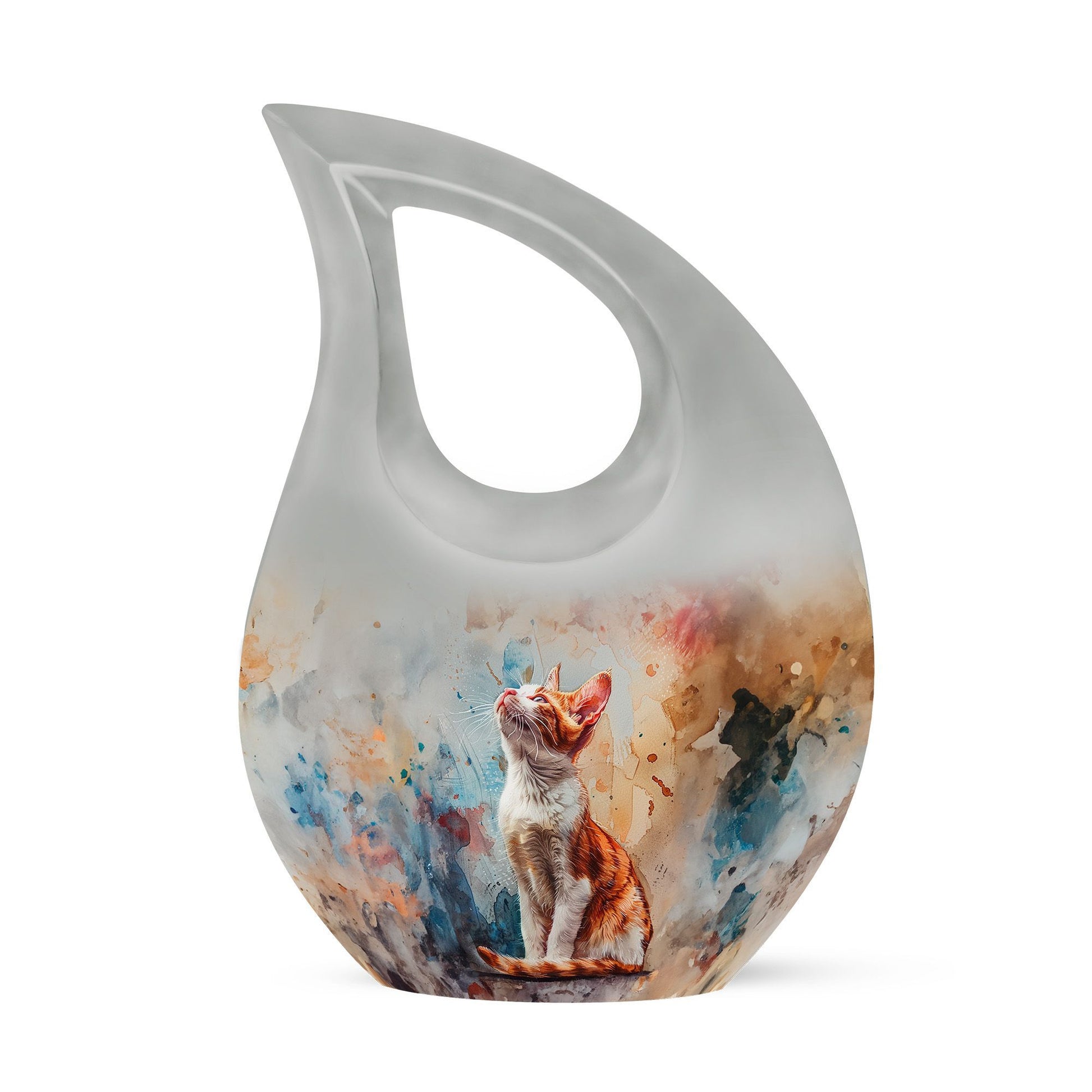 orange cat-themed cremation urn