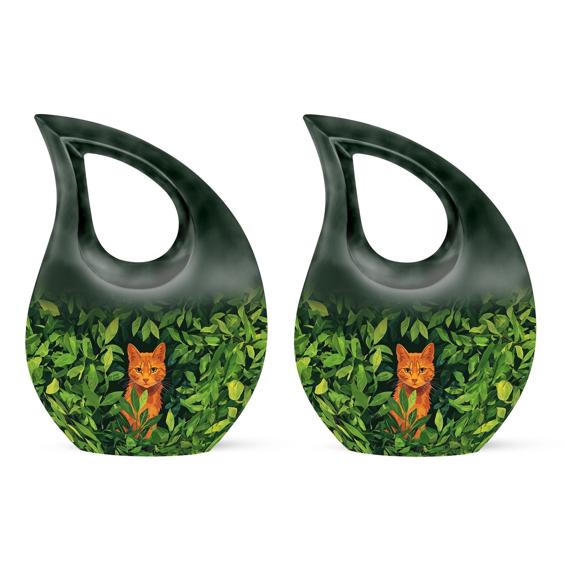 Orange Cat Cross Drop Urn