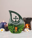 Orange Cat Cross Drop Urn