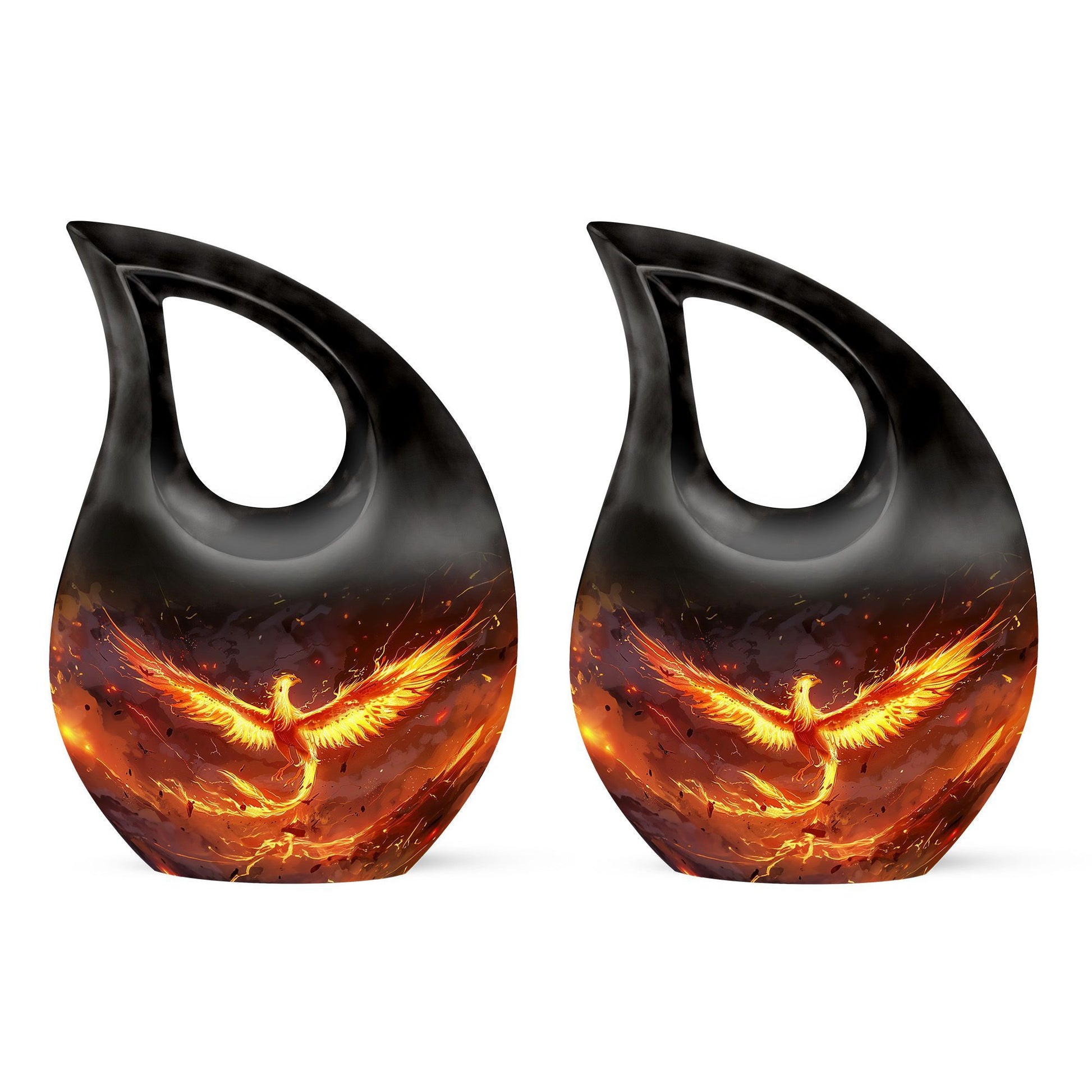 Phoenix urn with Cross Drop design for men's ashes, includes velvet pouch