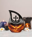 Phoenix urn with Cross Drop design for men's ashes, includes velvet pouch