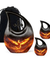 Phoenix urn with Cross Drop design for men's ashes, includes velvet pouch