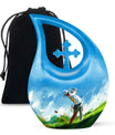 10-inch Golf Themed Cross Drop Urn for Mom