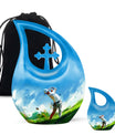 10-inch Golf Themed Cross Drop Urn for Mom