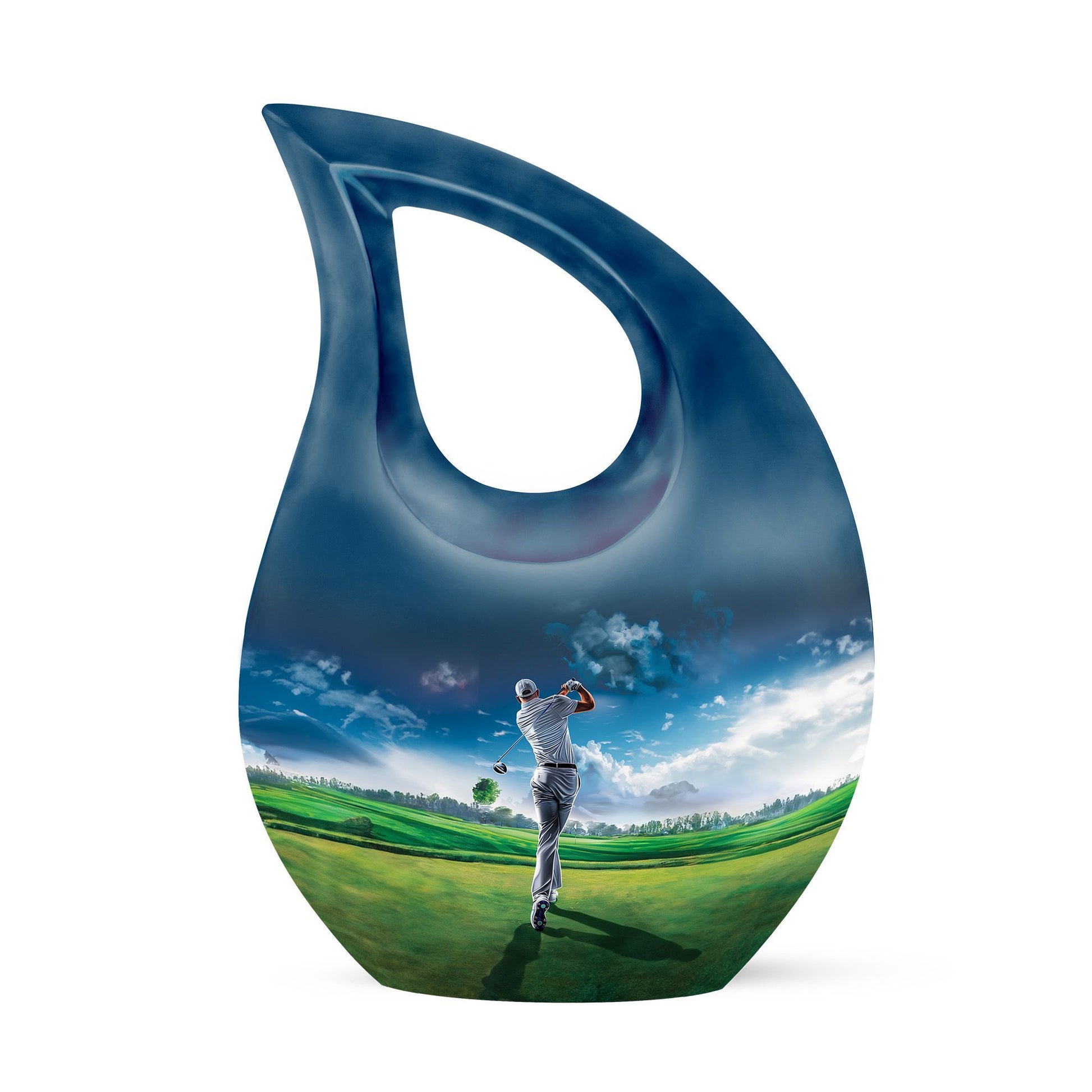 10-inch Golf Themed Cross Drop Urn